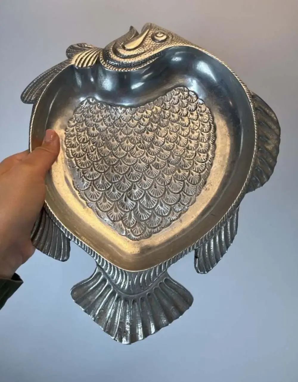 Vintage Cast Aluminum Fish Decorative Tray Serving Platter